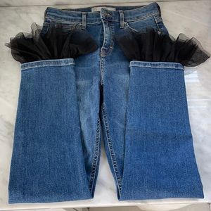 Topshop Tulle Ankle Skinny Jeans